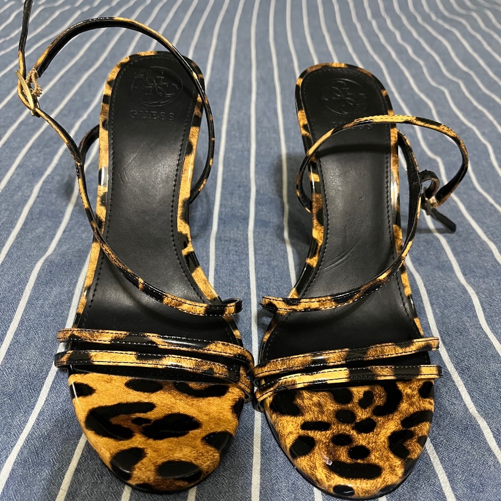 Guess Patent Leopard Print Heels